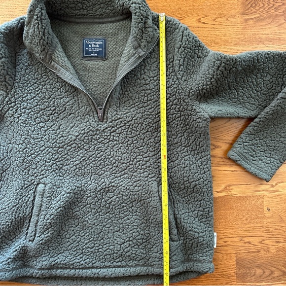 Abercrombie Women Sherpa Fleece 1/4 Zip Pullover S Soft Pocket Olive Green Army - Picture 3 of 7